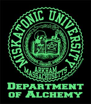 Miskatonic University Department of Alchemy T-Shirt 100% co