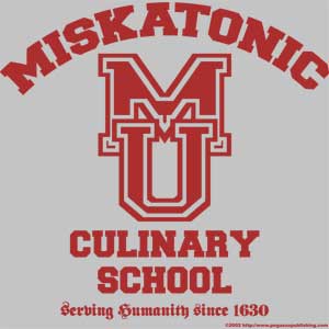 Miskatonic University Culinary School T-Shirt Serving Human - Click Image to Close