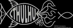 Cthulhu Fish Shirt Silver on Black T-Shirt - Click Image to Close