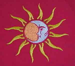 Embroidered Sun-Moon Shirt - Click Image to Close