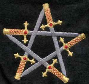 Embroidered Star of Swords Golf Shirt - Click Image to Close