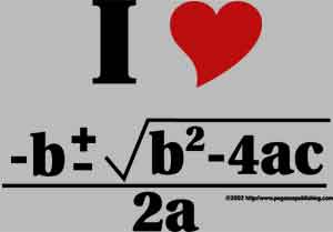 I [heart] [quadratic equation] T-Shirt 100% Cotton - Click Image to Close