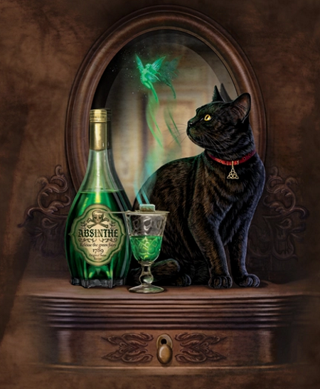 Absinthe Cat T-Shirt - Click Image to Close