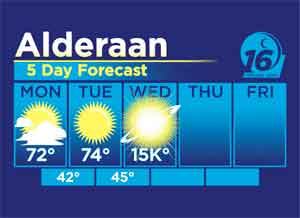 Alderaan Weather Forecast T-shirt - Click Image to Close