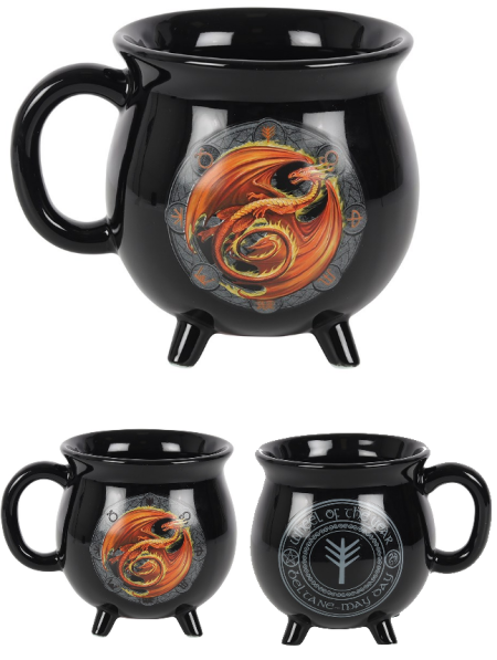 Beltane Dragon Cauldron Mug by Anne Stokes - Click Image to Close