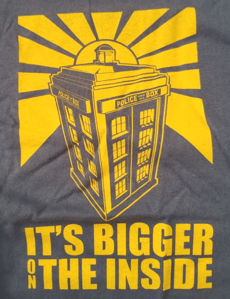 Bigger on the Inside Tardis T-Shirt - Click Image to Close