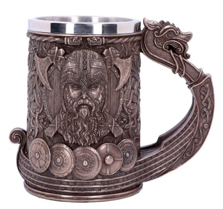 Bronze Drakkar Viking Tankard - Click Image to Close