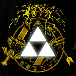 Courage Power Wisdom Zelda Triforce T-Shirt - Click Image to Close