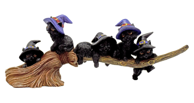 Cats on Broom Figurine