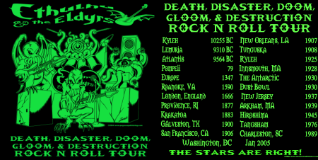 Cthulhu & the Eldyrs Tour T-Shirt - Click Image to Close