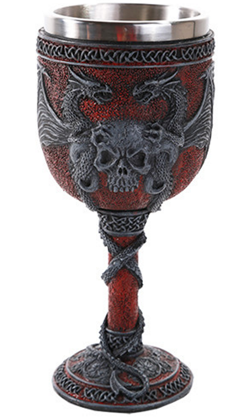 Double Dragon Skull Goblet Red - Click Image to Close