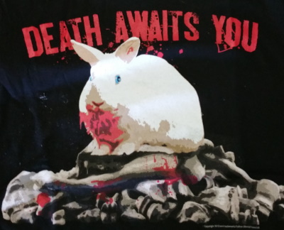 Death Awiats You Vorpil Bunny Monty Python Shirt - Click Image to Close