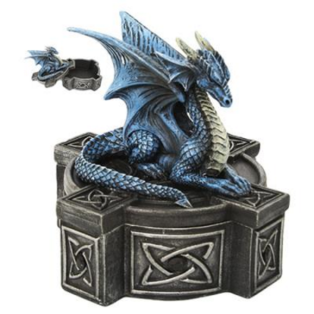 Dragon Celtic Cross Box w Blue Dragon