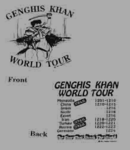 Genghis Khan Tour T-Shirt 100% cotton. - Click Image to Close