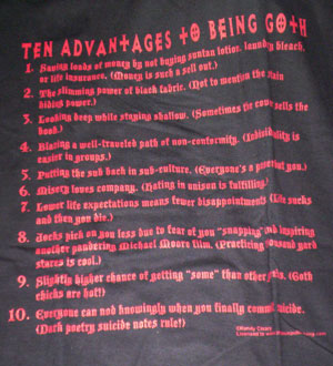 Goth Advantages Shirt - Click Image to Close