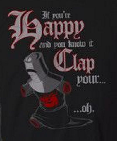 Happy Clap Black Knight T-Shirt - Click Image to Close