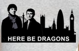 Here Be Dragons Sherlock T-Shirt - Click Image to Close