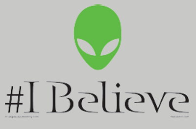 I Believe [Green Alien Head] T-Shirt - Click Image to Close