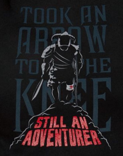 Arrow to the Knee Adventurer T-Shirt - Click Image to Close