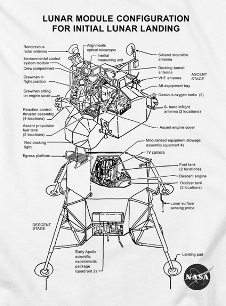 NASA Lunar Module Diagram T-Shirt - Click Image to Close