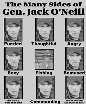 Many Sides of Gen. Jack O'Neill T-Shirt - Click Image to Close