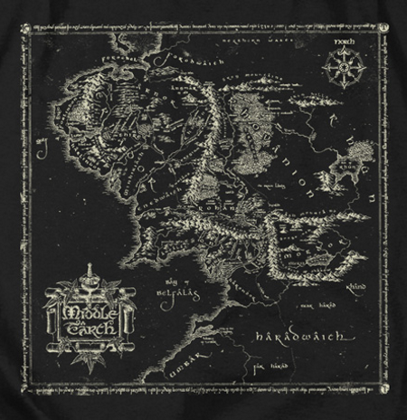 Map of Middle Earth LOTR T-Shirt