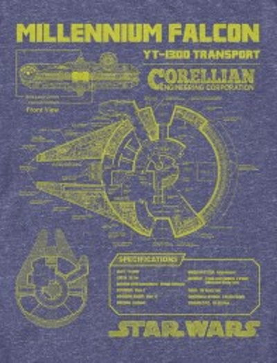 Millenium Falcon Schematic T-Shirt - Click Image to Close