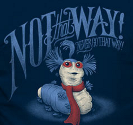 Not that Way Worm Labyrinth T-Shirt - Click Image to Close