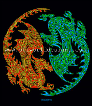 Yin Yang Celtic Dragons Shirt - Click Image to Close