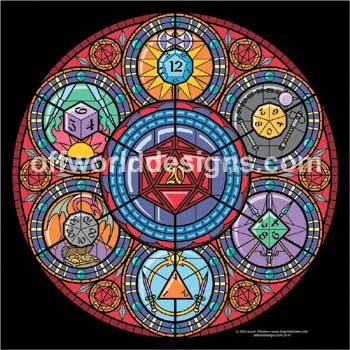 Stained Glass Dice T-Shirt - Click Image to Close