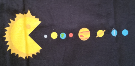 Pac Man Solar System T-Shirt - Click Image to Close