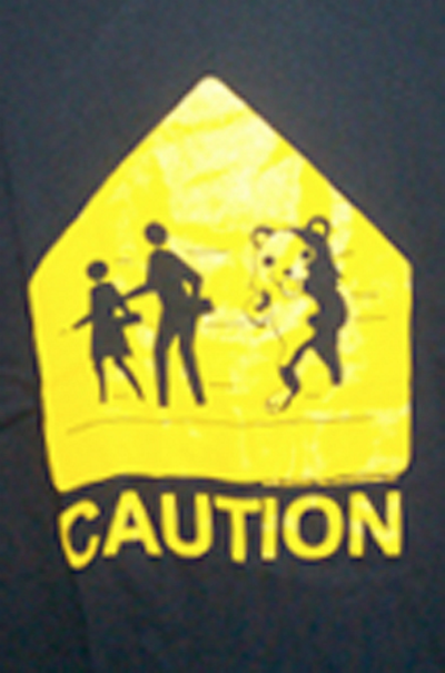 Caution Pedobear Crossing T-Shirt - Click Image to Close