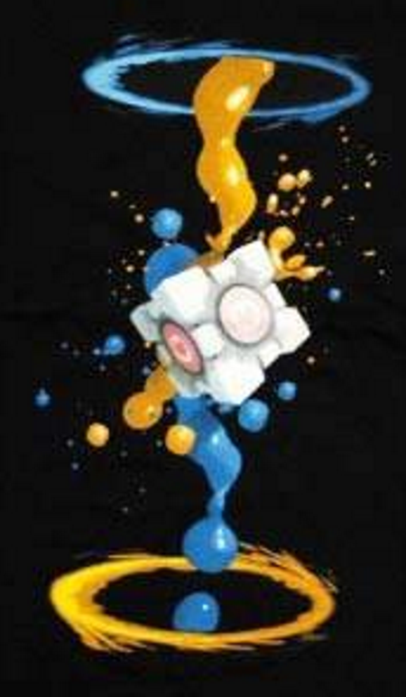 Portal and Companion Cube Splatter T-Shirt