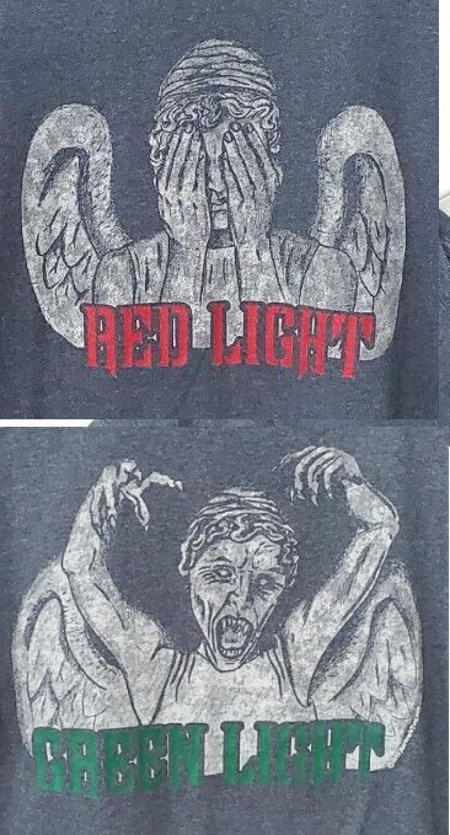 Dr Who Red Light Green Light Weeping Angel T-Shirt