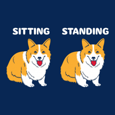 Corgi Sitting, Corgi Standing T-Shirt - Click Image to Close