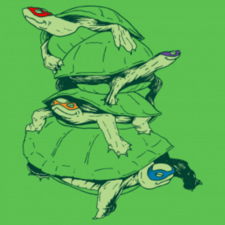 Masked Turtle Stack T-Shirt - Click Image to Close