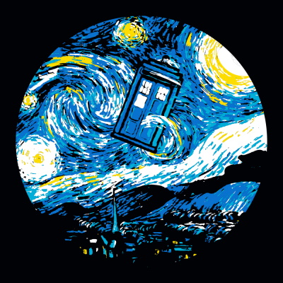 Starry Night Police Box T-Shirt - Click Image to Close