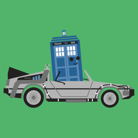 Time Machine X2 (Delorean/Tardis) T-Shirt - Click Image to Close