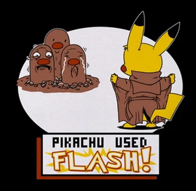 Pikachu Used Flash T-Shirt - Click Image to Close