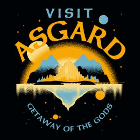 Visit Asgard Getaway of the Gods T-Shirt - Click Image to Close