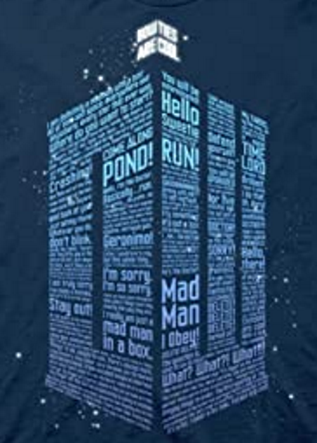 Dr Who Words Logo (TARDIS) T-Shirt - Click Image to Close