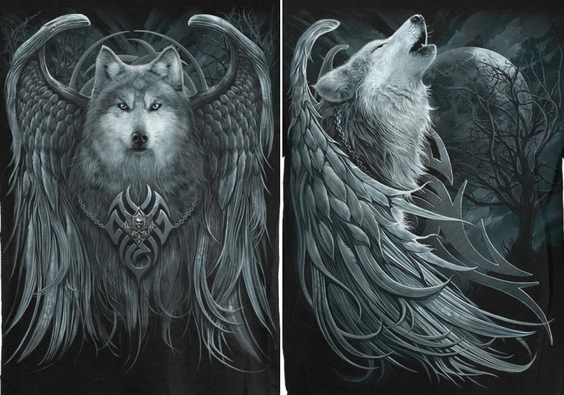 Wolf Spirit/Winged Wolf T-Shirt - Click Image to Close