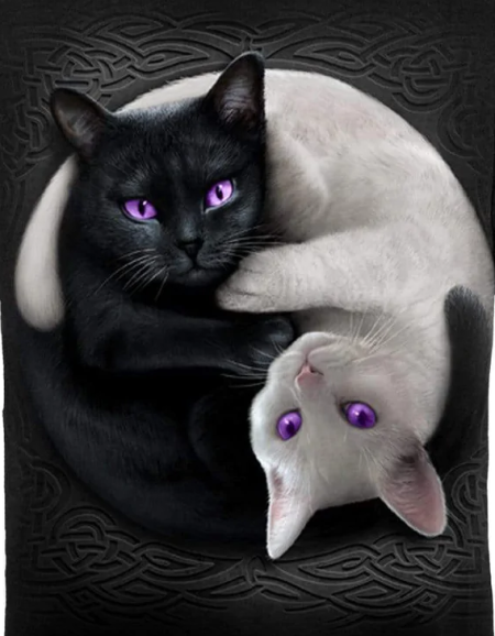 Yin Yang Cats SD T-Shirt - Click Image to Close